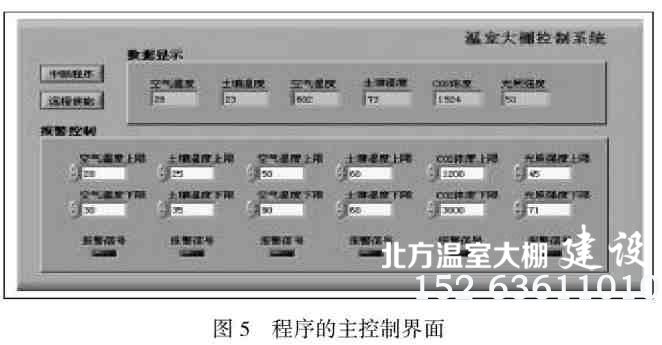 温室大棚控制系统程序主控界面