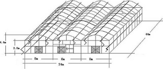 连栋温室大棚设计图纸